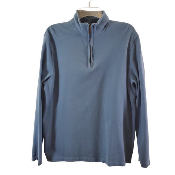 J. Crew Mercantile Men's Blue Long Sleeve Fitted ¼ Zip Pullover - Size Large - Picture 8 of 15